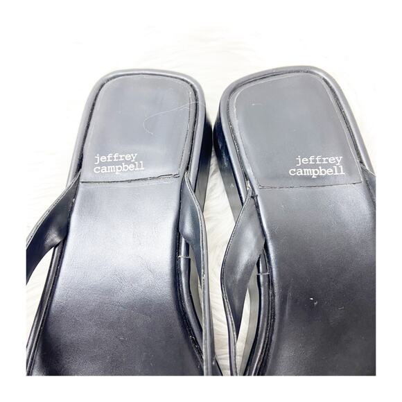 Jeffrey Campbell Y2K 11 Black Womens Leather Square Toe Thong Flip Flop Sandals - Picture 8 of 12